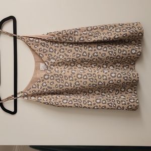 A New Day Women's V-Neck Adjustable Strap Cami Top, Size L, Tan Leopard Print